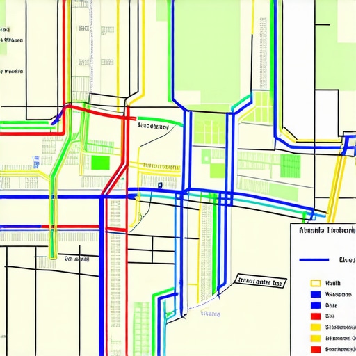 Digital map illustrating layered GeoGrid data with demographic and foot traffic overlays.