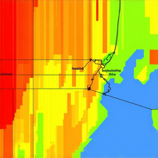 Advanced Geospatial Data Visualization for Local SEO A detailed GIS heatmap overlay showing layered geospatial data with real-time analytics.