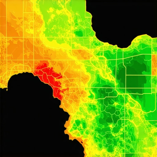 3D heatmap showing local business service areas with geospatial data overlays