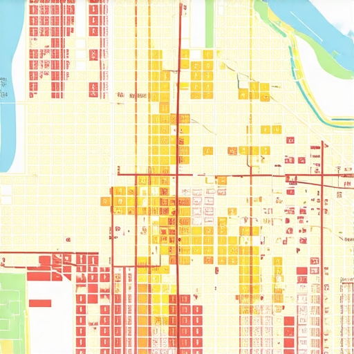 City map with grid zones highlighting local ranking changes