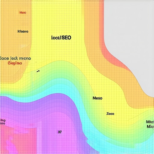 Illustration of multi-layered geogrid maps highlighting different spatial zones for SEO analysis