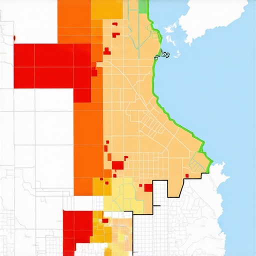 Multi-Layered Geospatial Data Map for Advanced SEO Digital map illustrating layered geospatial data and micro-regions for local SEO strategies.