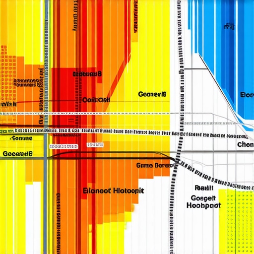 A city map with layered GeoGrid zones and real-time heat map highlighting user engagement hotspots