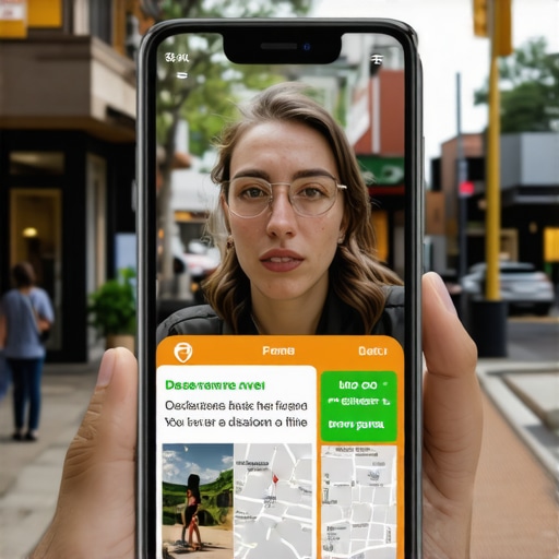 Smartphone displaying augmented reality promotional overlay for local business