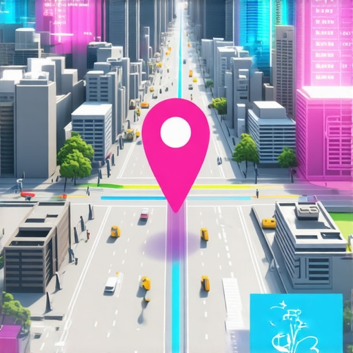City with augmented reality overlays and digital maps highlighting advanced local search technologies