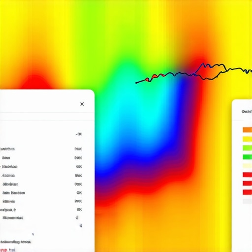 Heatmap of geographic zones showing local map ranking fluctuations with analytics overlay.