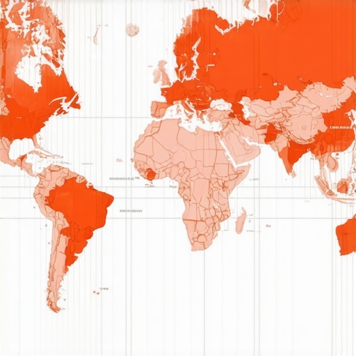 Map with grid overlays showing regional SEO data analysis