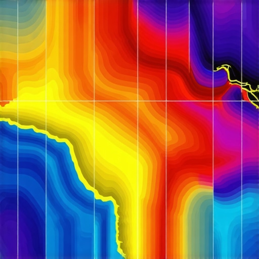 Heatmap showing geogrid zones and map ranking fluctuations with analytics dashboard overlay.