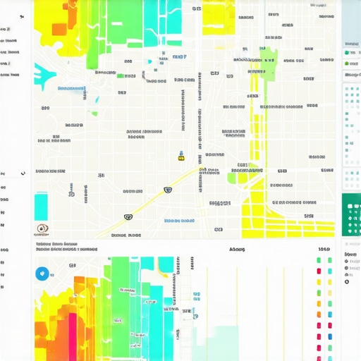 Advanced geospatial analytics dashboard showing heatmaps and demographic overlays