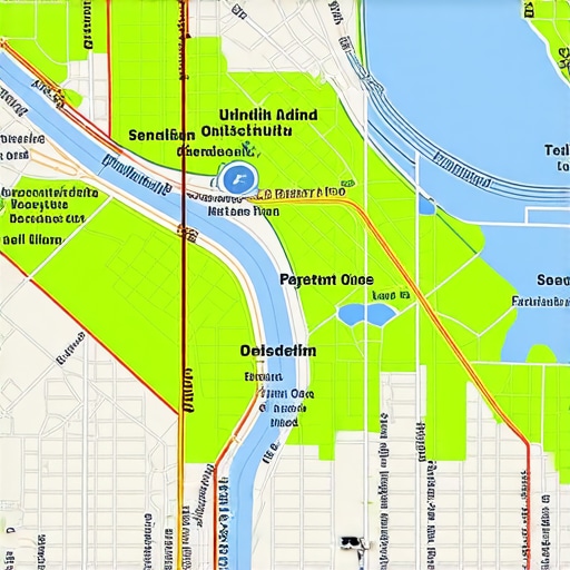 Map showing detailed geospatial grid segments for local SEO analysis