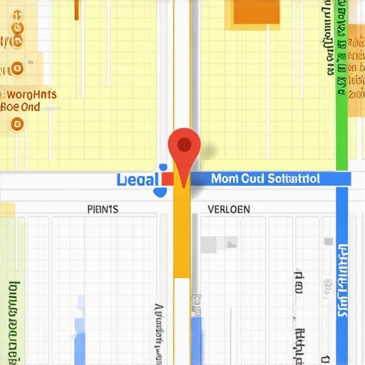 A city map highlighting geogrid patterns used in local SEO strategies.