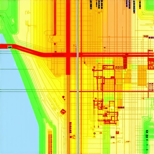 Heat map illustrating live geospatial data for urban local SEO optimization