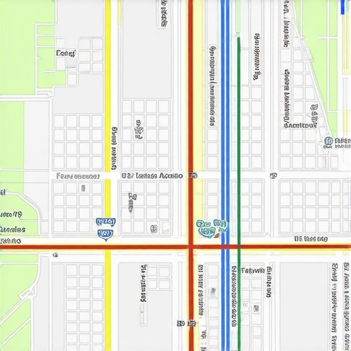 Map with detailed geogrid overlay highlighting specific local areas for SEO optimization.