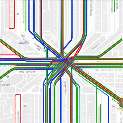 A detailed 3D map illustrating layered geospatial analytics with traffic and urban infrastructure overlays.