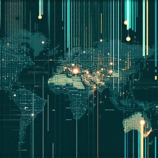 Illustration of AI-driven geospatial data analysis enhancing local search rankings.