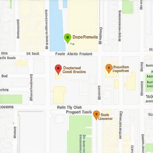 Digital map illustrating layered geospatial analytics for local search optimization