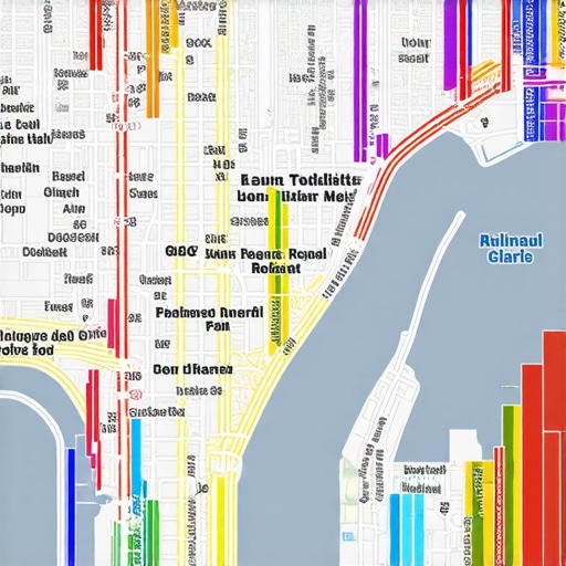 Multi-layered geospatial map displaying various data points and analytics for local SEO optimization