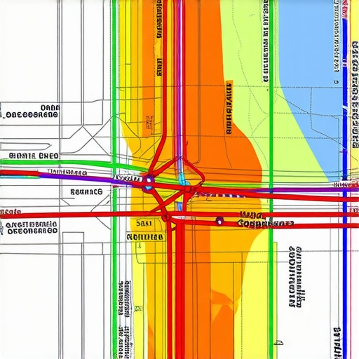 Urban map with heat zones and data overlays illustrating geospatial analytics.