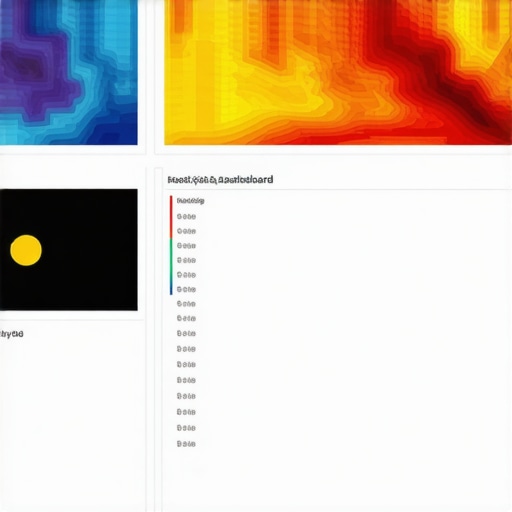 Geospatial Analytics Dashboard for Local SEO A detailed digital map with heatmaps, clustering regions, and predictive models highlighting opportunities for local search optimization.