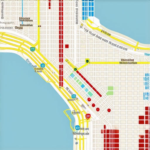 Illustration showing layered spatial data overlays including satellite images and demographic maps.