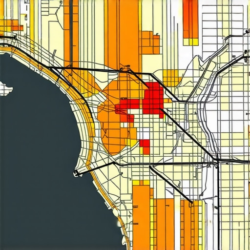 A visual representation of a city map divided into micro-geographic grids with data overlays illustrating local SEO strategies.