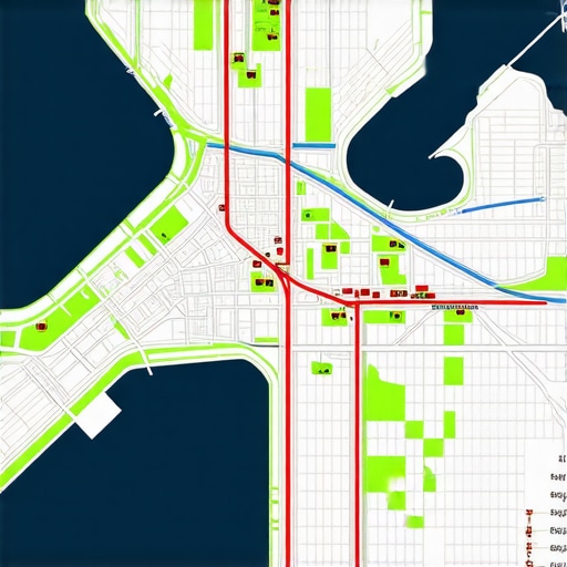 A city map illustrating micro-communities highlighted through geospatial overlays for local SEO