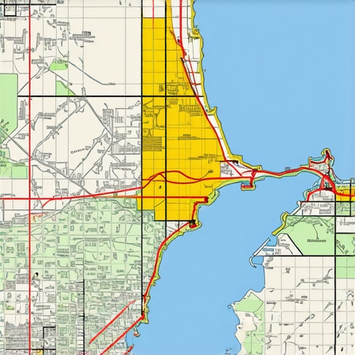 Detailed map with geogrid overlays highlighting target zones for local search optimization