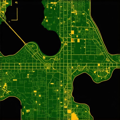 Detailed map showing various geospatial data overlays used for local search optimization.