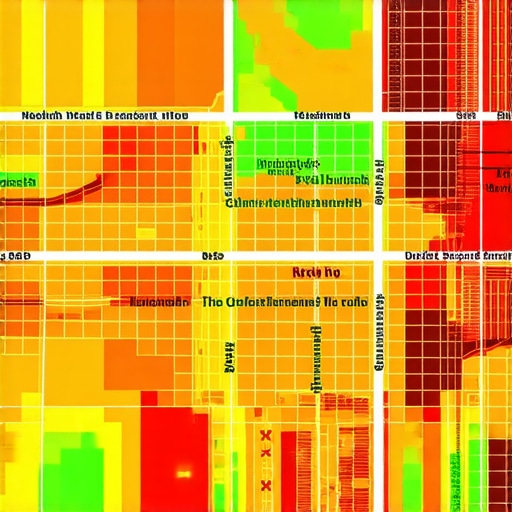Detailed map showing layered geospatial heatmaps and neighborhood boundaries for advanced local SEO analysis