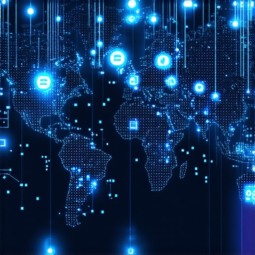 Futuristic digital map highlighting geospatial data and AI integration for local SEO.