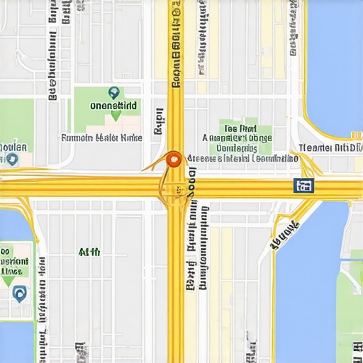 Futuristic map with augmented reality overlays highlighting local business rankings and spatial analytics.