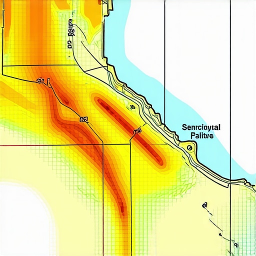 A detailed heatmap overlay on a city map highlighting areas of high consumer activity and search demand.
