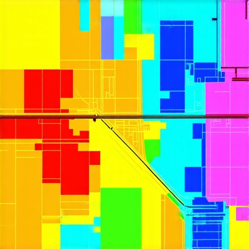 Heat map showing customer clusters and proximity areas in urban settings.