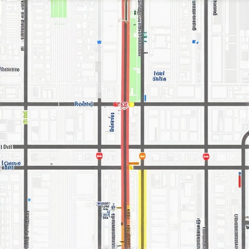 Detailed 3D map depicting city buildings, streets, and service zones for local search optimization.