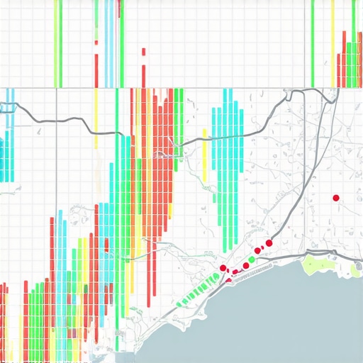 Futuristic geogrid map with analytics and heatmaps
