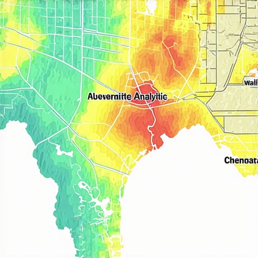 A dynamic map with heatmaps and data overlays showing real-time neighborhood shifts and analytics.
