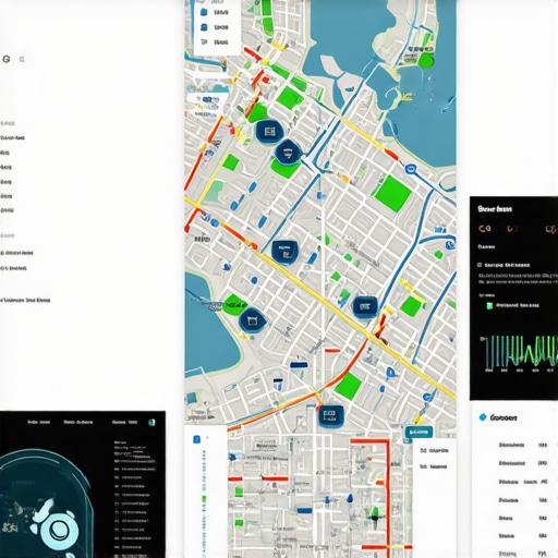 Futuristic digital map with real-time geospatial analytics overlays.