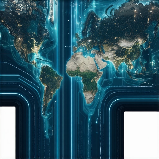 A visualization of layered geospatial analytics on a digital map showing real-time data