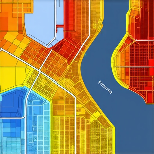 A detailed layered heatmap illustrating local map ranking fluctuations across urban districts.