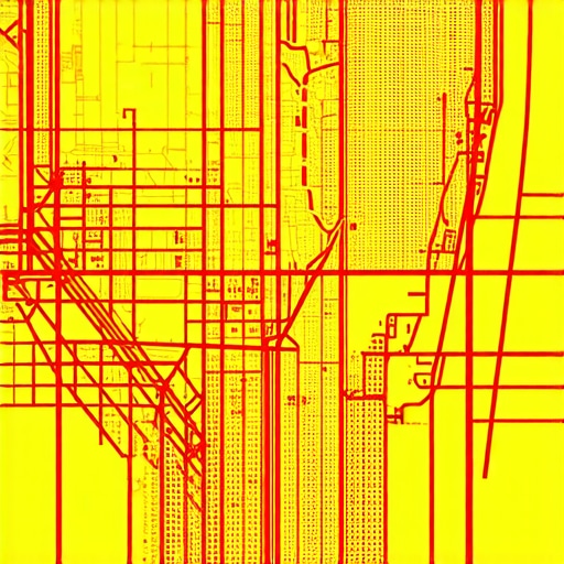 City map with heatmaps indicating high search activity and foot traffic areas