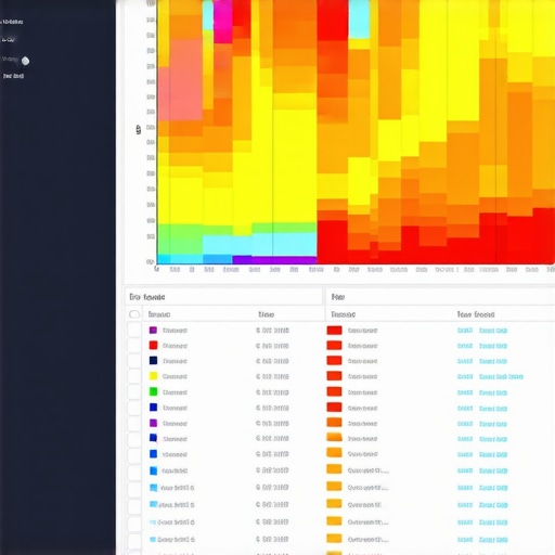 Visualization of complex spatial data analysis combining heatmaps with behavioral signals for local SEO