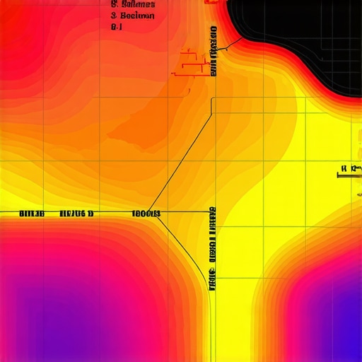 Multilayered Geospatial Data Map Heatmap overlay on urban environment showing real-time movement patterns