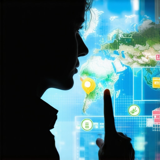 Person using voice search device for local map directions