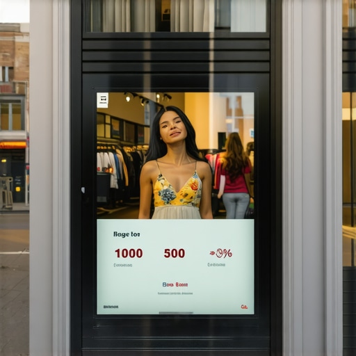 Augmented reality visualization on retail storefront illustrating local marketing in urban environment.