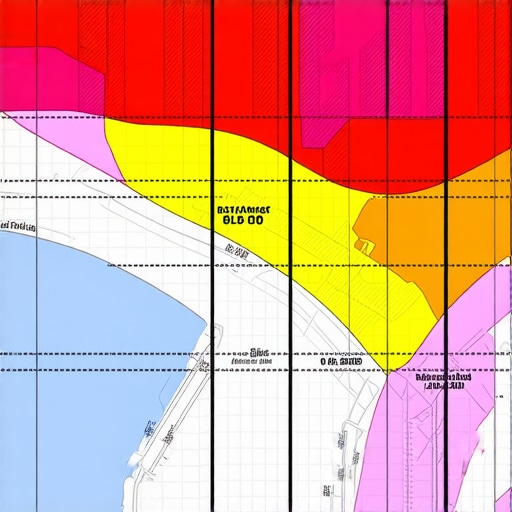 Digital map displaying geogrid zones with analytics overlay for local SEO
