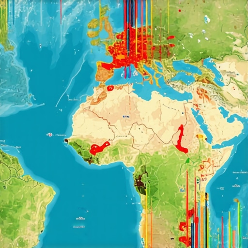 Map with geospatial data points, heatmaps, and strategic zones highlighting local SEO efforts.
