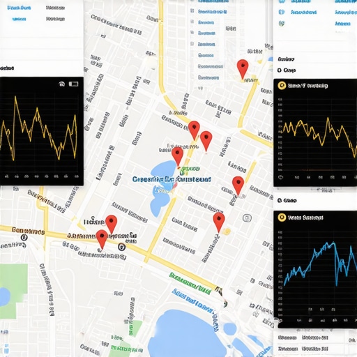 Advanced Geospatial Data Visualization for Maps Rank Illustration of map with animated pin movements and analytics overlays demonstrating geospatial tracking