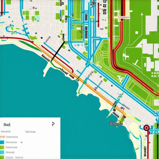 A modern map visualization showing layered geogrid zones with real-time data and AI insights.
