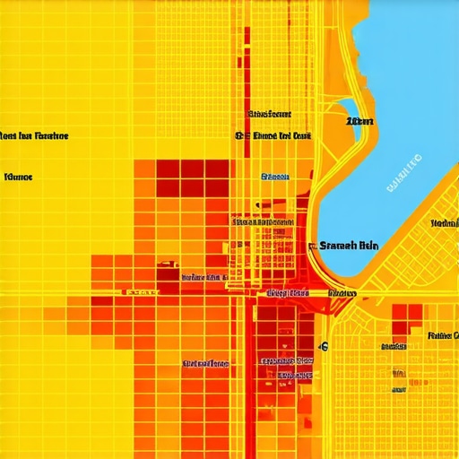 Heatmap overlay highlighting targeted areas for local maps ranking optimization.
