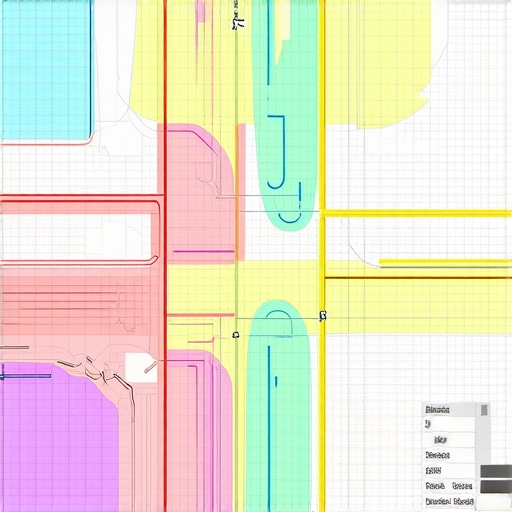 A detailed digital map displaying multiple geogrid overlays indicating engagement, proximity, and competition zones.
